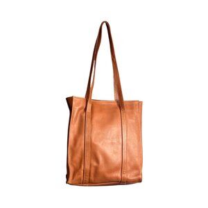 Vintage Laura USA Tan Leather Shopper Tote Bag